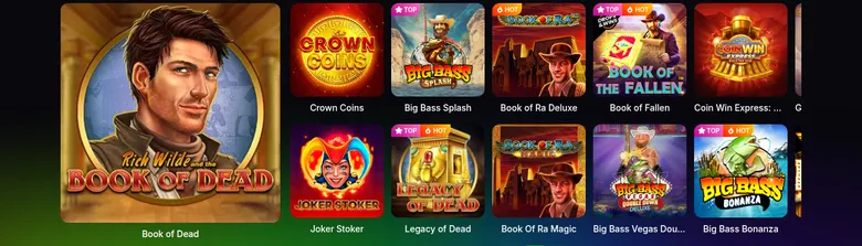 Top games row in the official Verde Casino lobby